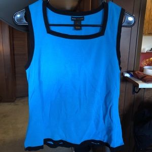 Blue and black square neck tank top